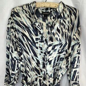 Lane Bryant Women's Blouse Size 18/20 Banded Collar Blue Colorful Flowing Tunic